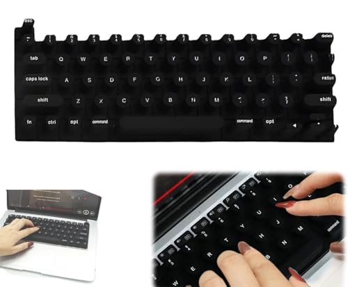 Película de teclado para arte de uñas, película de teclado de tamaño completo, cubierta protectora de teclado elevada de silicona, película de teclado para uñas largas, escritura y juegos (negro,