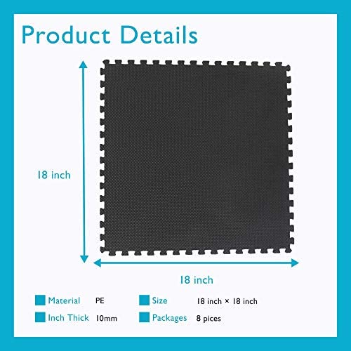 BODYTECH-Puzzle-Exercise-Mat-Interlocking-Foam-and-Tile-Mats-for-Home-Gym-Floor-Padding-for-Small-Child-Black-Color-18-x-18-x--Thick-16-Sheet-36-SQFT