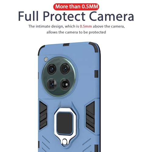 Image of Pikkme OnePlus 12 5G Back Cover | D5 Tough Armor Bumper | 360 Protection Case | Ring Holder Stand Case for OnePlus 12 5G (Blue)