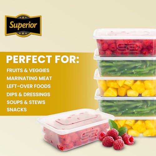 Image of Superior Takeaway Containers with Lids - 20 Pcs Durable 650ml Crack-Resistant Rectangular Food Containers with Lids -Microwave Safe Leak-Proof Takeaway Containers- Perfect for Meal Prep & Food Storage