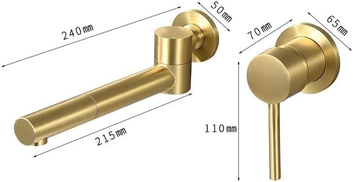 Robinet de lavabo mural en laiton brossé or chic et orientable - 4