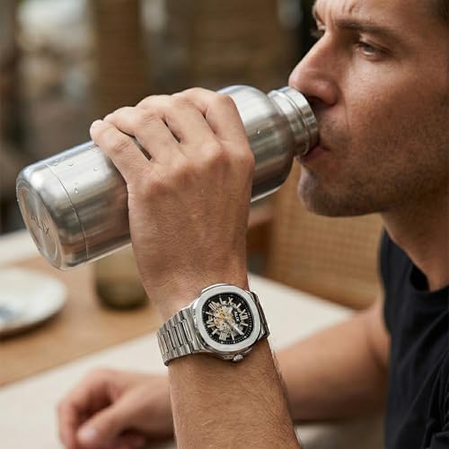 Image of ALIX AL2904 Automatic Mechanical Self-Winding Skeleton Dial 30 ATM Waterproof with Stainless Steel Band Wrist Watch