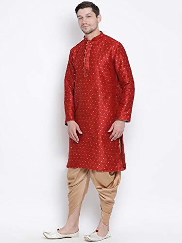 Image of VASTRAMAY Men's Royal Blue Cotton Silk Blend Kurta and Dhoti Pant Set