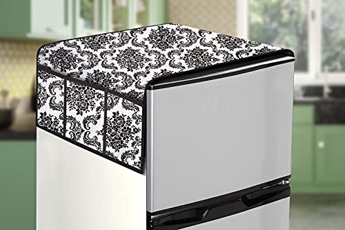 Image of Stylista Refridgerator top Cover Suitable for Samsung RR21C2H25CR /HL, 189 Liter Fridge, Dimension (WXD) 71x109 CM, Damask Pattern offwhite