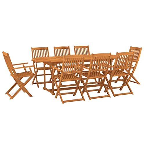 vidaXL Bois d&rsquo;Acacia Massif Mobilier à Dîner de Jardin 9 pcs Table et Chaises de Patio Ensemble de Salle à Manger de Terrasse Extérieur