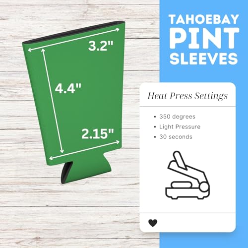 Image of TahoeBay Blank Pint Glass Sleeves, Beer Coolers, 6-Pack, Kelly Green | Insulating Foam Cooler, 16oz Collapsible Tapered Beverage Holder, Bar Cup Insulator for Transfer Vinyl, HTV, Sublimation, DTF