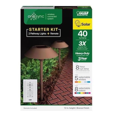 Feit Electric OneSync Bronze Solar Powered 40 W LED Pathway Light 2 pk