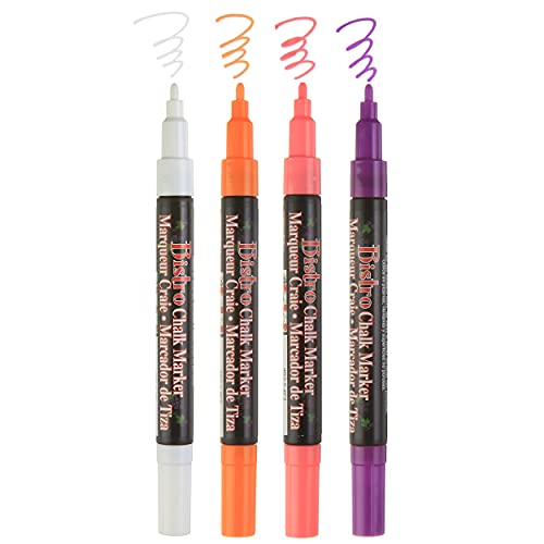 Uchida, 482-4H, 4 Piece, Bistro Fine Line Chalk Marker Set, Fluorescent Colors #TOP4