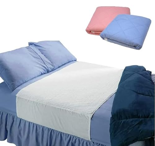 DWD Washable Bed Protector Pad with Tucks - Pack of 2- SINGLE Bed Size| Best sheet mattress protector for Incontinence & Bed wetting 100% Waterproof mat & Absorbency is 8 Cups | Pink (90cm x 85cm)