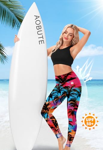 Image of AOBUTE Women Swim Pants UPF 50+ Rash Guard Pants High Waisted Swimming Leggings