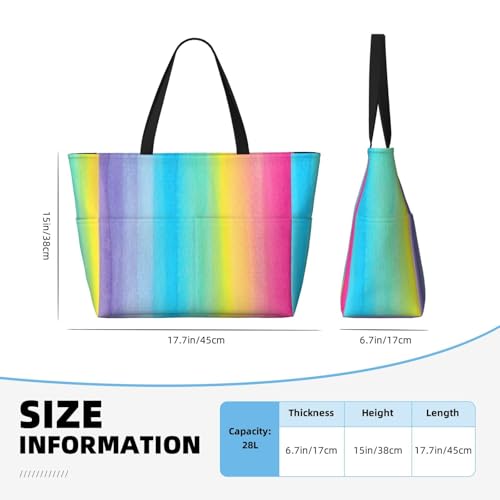 Pretty Watercolor Rainbow Design Extra Large Beach Tote Bag – Beach Vacation Essentials With 7 Pockets, Durable Polyester Carryall For Swim, Pool & Camping4