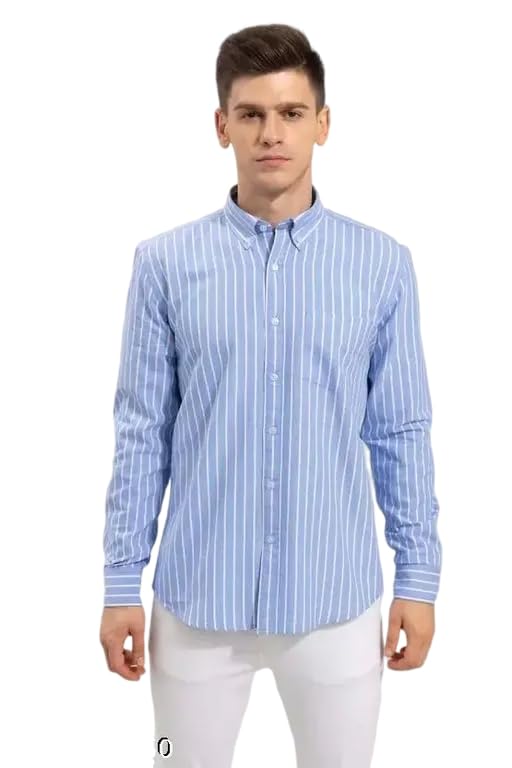 Image of Mahima Ethnic Centre's Men's Striped Casual Shirt Regular Fit Long Sleeve Cotton Blend