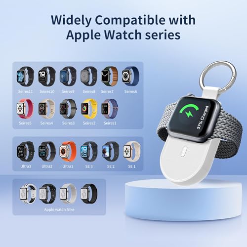 𝟮𝟬𝟮𝟲 𝗨𝗽𝗱𝗮𝘁𝗲𝗱 Portable Charger for Apple Watch 11,Magnetic Wireless iWatch Charger 1200mAh Power Bank,USB C Fast Charging for iWatch Accessories Keychain Travel Essential for Camping,RV,Car — view 2