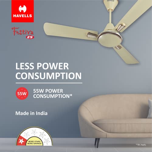 Compare Havells 1200mm Festiva Energy Saving Ceiling Fan (Pearl White