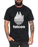 Moderna camiseta de hombre Adi Falcon - Camiseta de Hombre Fast Falcon Wars T-Shirt Star Imperium Boba Fiction Darth, Farbe2:Negro, Größe2:Small