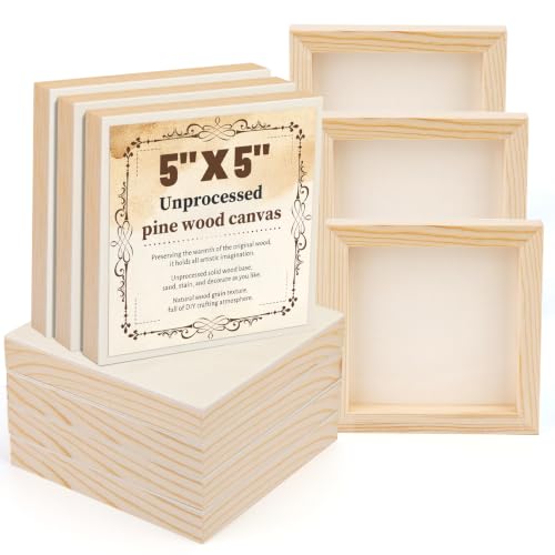 Image of Cnakbvc Wood Canvas Boards, 10 Pack 5 x 5 Inch Unfinished Painting Panels