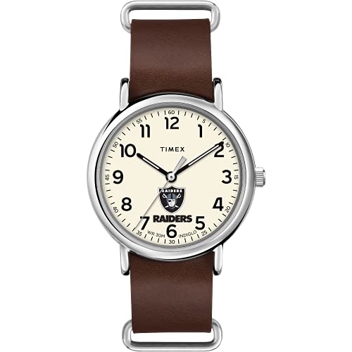 Montre de collection Las Vegas Raiders Timex 40 mm, le cadeau idéal en cuir pour homme fan de NFL