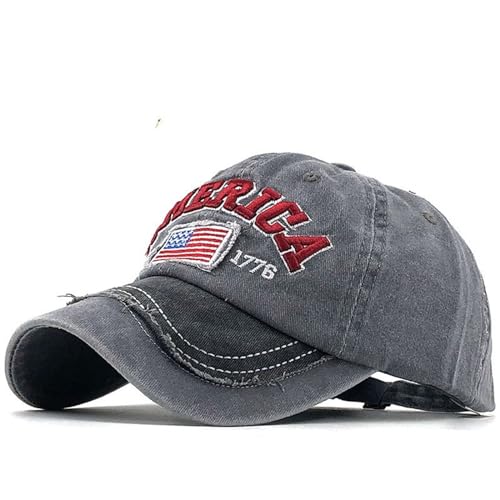 Image of Embroidery American Flag Baseball Cap for Men Women Vintage Washed Distressed Cotton Adjustable USA Dad Hat