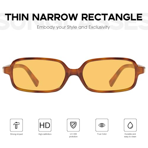 Mosanana Women's Retro 90s Trendy Rectangle Sunglasses MS52479