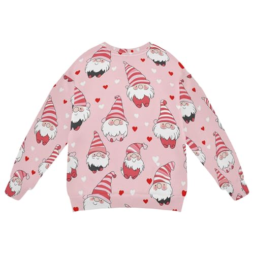 JUNZAN Valentine Cute Gnomes Pink Kids Girls Sweatshirt Hoodie Crewneck Sweatshirts for Boys Party 4T2