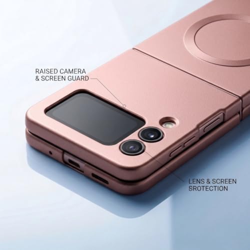 Image of amazon basics Premium Mag-Safe Case for Samsung Galaxy Z Flip 3 5G | Shockproof & Anti-Scratch Cover | Soft Silicone with Wireless Charging | Camera Lens Guard - Rose Gold