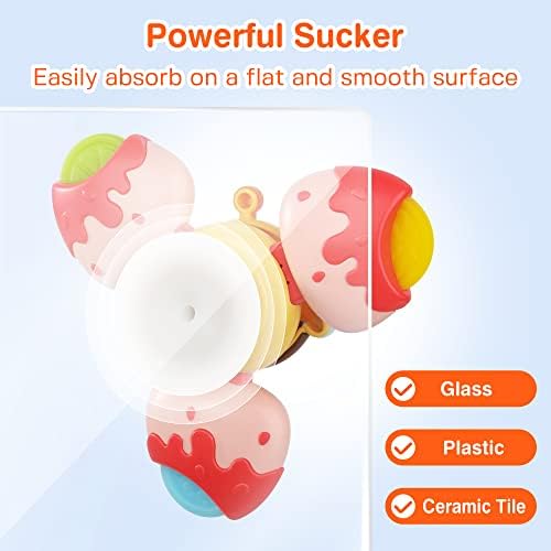 Vanmor Suction Cup Spinner Toys for Toddlers, windows spinner toys for Babies, DIY Stackable High Chair Baby Toys 12-18 Months, Sensory Toys Early Learning Gifts