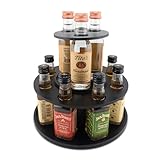 Shot Cake Party Display for Mini Liquor Bottles | 21st Birthday holiday celebration decoration centerpiece (Two Tier, Black)