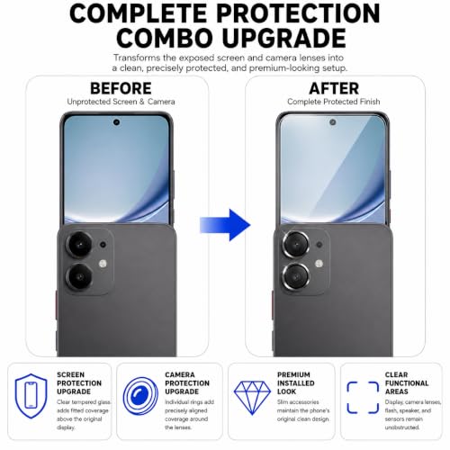 Image of ArmourPro Edge to Edge Tempered Glass for Redmi Turbo 5 with Black Camera Ring Guard, 9H Screen Protector, Anti-Scratch, Anti-Fingerprint, Bubble-Free Installation Kit