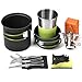 Awroutdoor Utensilios Cocina Camping Kit con Estufa Trekking, 1.2 L Ollas Camping y 0.6 L Sartén, Taza de Acero Inoxidable, Cubiertos Plegable - Cacerolas de Acampada de Camping y Viaje