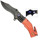LED Flashlight Tactical Rescue Pocket Knife Firefighter