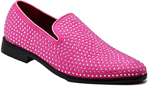 Image of SPK26 Men's Vintage Velvet Rhinestone Designer Dress Loafers Slip On Shoes Classic Tuxedo Dress Shoes