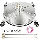 Hourleey 16" Pressure Washer Surface Cleaner, Stainless Steel Surface Cleaner with 4 Wheels for Concrete, Patio, Sidewalk, Deck, Pathway 1/4" Quick Connector, 2 Extension Wand, 4000 PSI