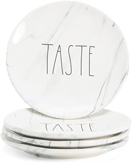 Rae Dunn Appetizer/Dessert/Salad Plates "Taste", 4-Pack | 8" Diameter