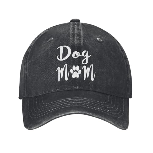 Distressed Dad Hat,Dog Mom,Brim Denim Baseball Cap Face Slimming Design