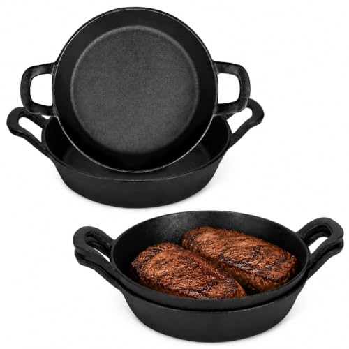 OJMHD 4-Piece Cast Iron Skillet Set, 18 cm, Oven Safe, Black