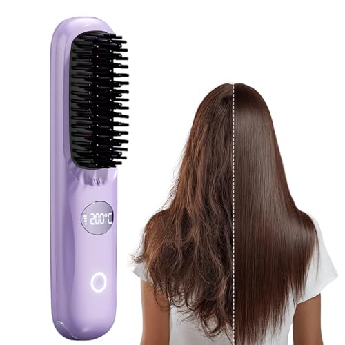 Portable Hair Straightener Brush, 2026 Upgraded Cordless Hair Straightener Comb,