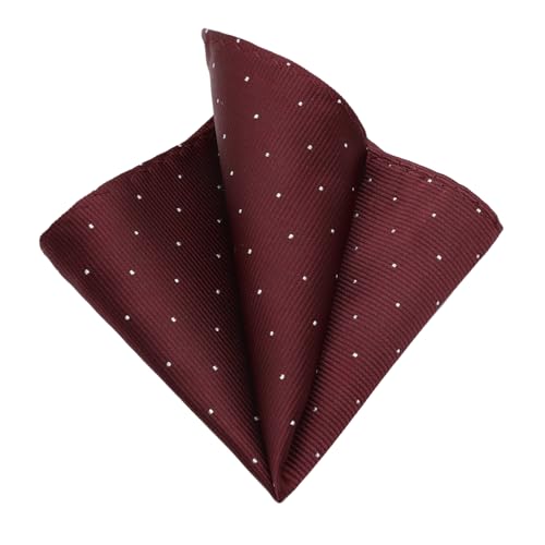 Gsyziux Pocket Squares for Men Polka Dots Mens Handkerchiefs for Business Wedding Party Daily (Burgundy)