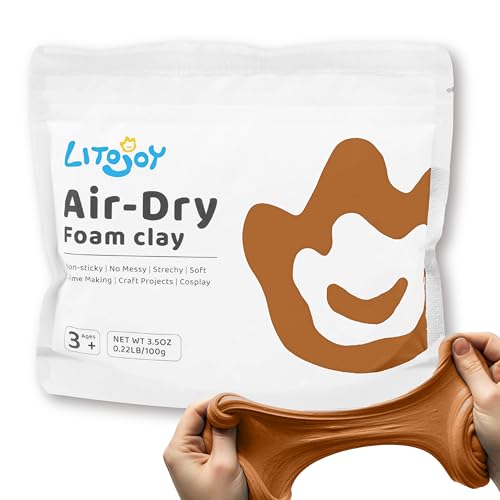 LitoJoy Light Brown Air Dry Foam Clay - 3.5 OZ (0.22 LB) 100 Grams -Modeling, Soft, Light Weight, for School Supply, Art Projects,Christmas Deco,Cosplay Props, Slime Supply, Flower Mirror (Soil Brown) by LitoJoy - Used condition - US$5.77