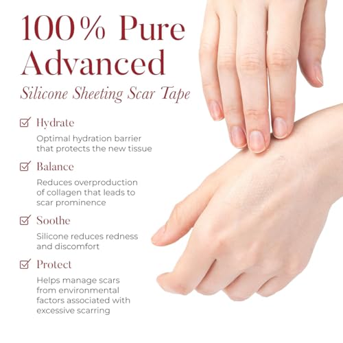 Image of Silicone Scar Sheets, Advanced Medical Silicone Scar Tape(1.6 inchx 60 inchRoll-1.5M), Professional Grade Scar Removal Strip for Surgery, Tummy, Mouth, Face, C Section, Burn, Keloid, Acne Scars etc (Clear Silicone Scar Sheets)