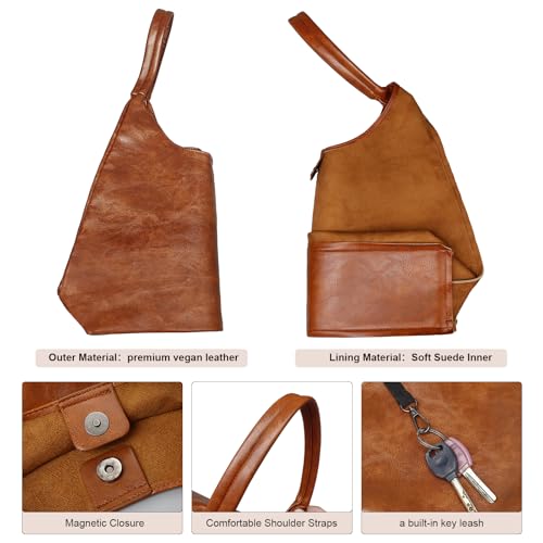 Bolso Hobo para mujer de cuero vegano retro miniatura 5