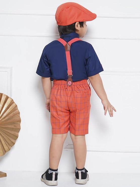 Image of AJ DEZINES Kids Casual Wear Clothing Cotton Shirt Short Set For Boys
