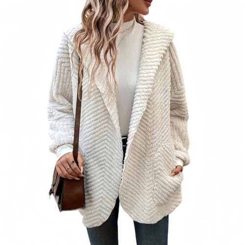 Veste cardigan à capuche en velours blanc pour vos balades d'automne