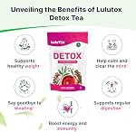LULUTOX Detox Tea - Mélange à base de plantes avec Dandelion, Ginseng et Ginger - Soutient une santé saine et digestive - Vegan, tout naturel, sans laxatif - Saveur de pêche (28 Services)