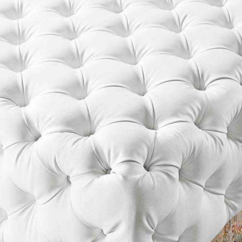 Modway Amour Tufted Vegan Leather Upholstered White, Large Square Ottoman #TOP5