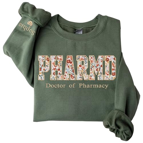 Chillever Custom PharmD Sweatshirt, Embroidered Doctor of Pharmacy Crewneck, Pharmacist Hoodie, Medical Professional Apparel, Pharmacy Student Gift, Rx Shirt