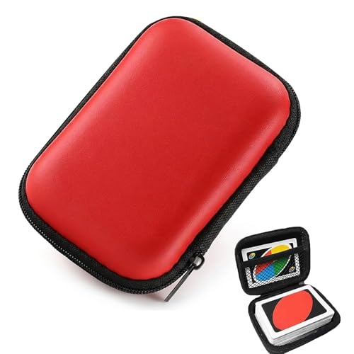 HeiTao 1 Pcs Playing Cards Case Compact & Shockproof EVA Storage Box Waterproof and Scratch Resistant Card Game Holder Box for small Accessories Kids Card Games etc (Red)