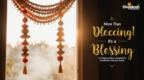 Image of Divyakosh Peacock Hanging Shubh Labh (1 Pair), Door Tags, Diwali Decoration Items |Door Hanging Decorative Items & Diwali Torans for Entrance Door | Deepavali Decora Items |