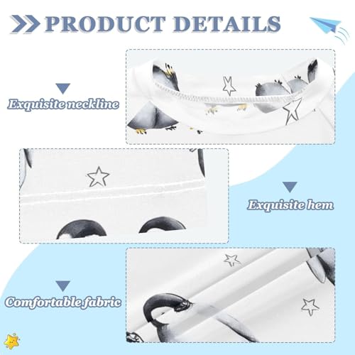 ALAZA Kids Rash Guard Boys Toddler Swim Shirts Short Sleeve Cute Penguin Star White UPF 50+ 3T3
