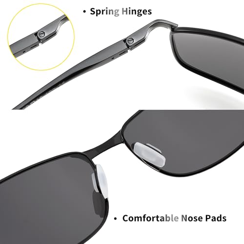 Image of FEISEDY Rectangle Polarized Square Sunglasses for Men Women B2444 | Photochromic, Night Vision, Automatically darken in sunlight, 100% UV400, Driving, Fishing, Climate Pledge Friendly