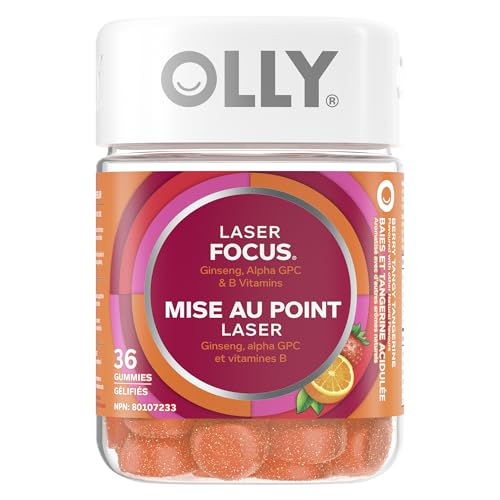 OLLY Laser Focus Gummy, Alpha GPC, B Vitamins, Berry Tangerine Flavor 36 count by OLLY - Used condition - CA$19.19